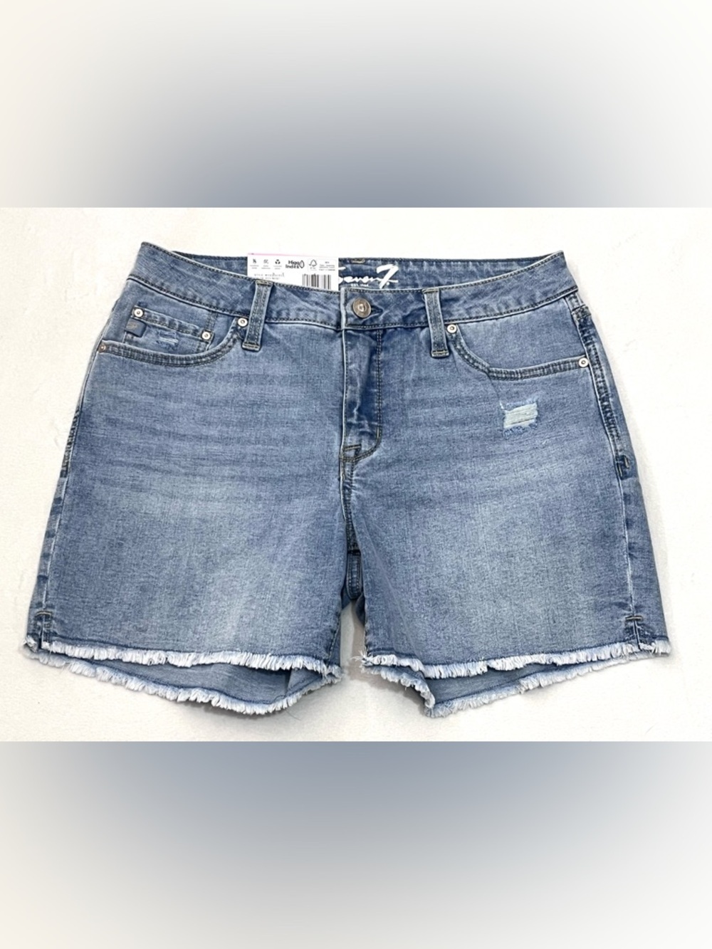Seven7 Women’s Light Blue Denim Weekend Short Fray Hem Raw Cutoff Shorts New NWT
